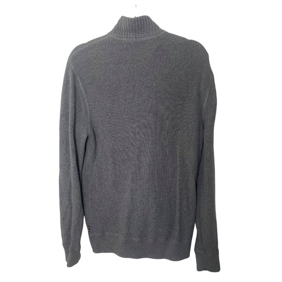 Eddie Bauer Zip-Up Cardigan Sweater Mens M Gray Cotton Knit Mock Neck - Picture 4 of 10